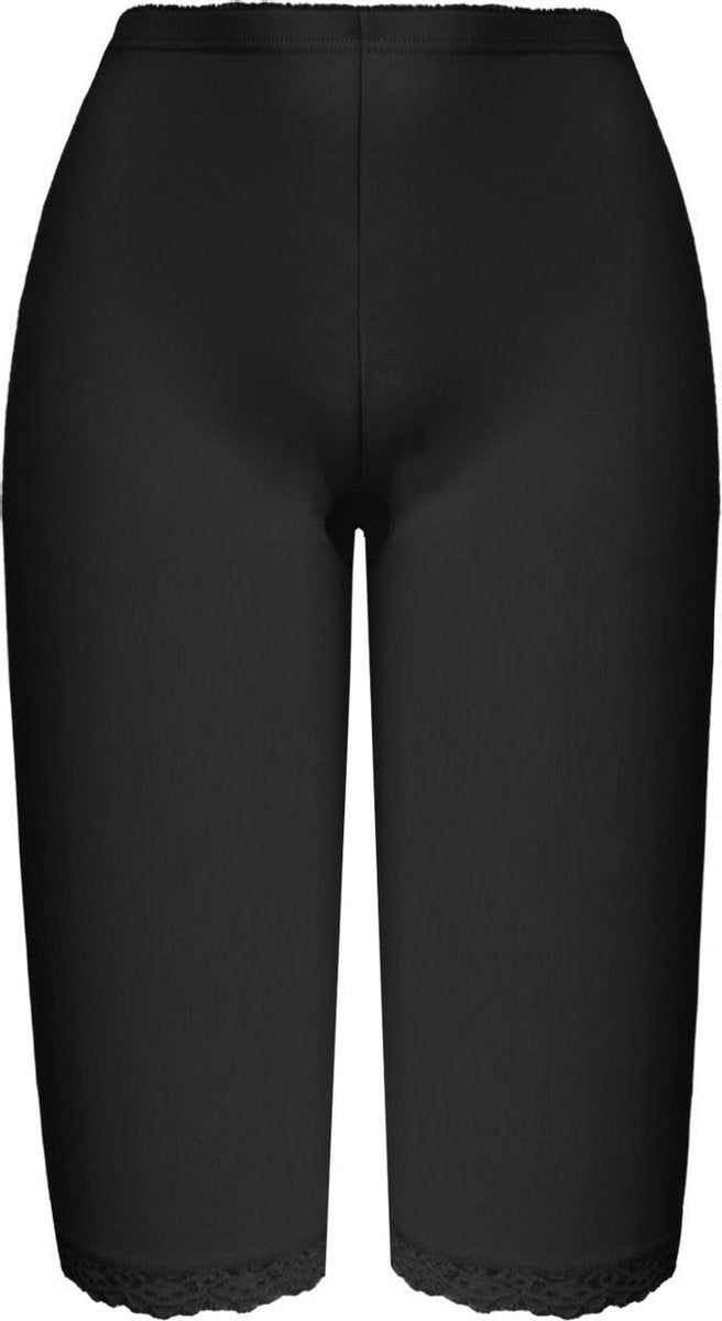 Dames legging 2 pack tot onder de knie met kant randje zwart L