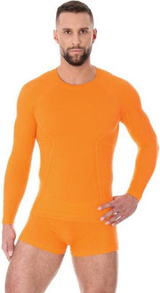 Brubeck | Heren Thermo Active Ondershirt met Merino Wol - Naadloos- Lange Mouw -Oranje-M
