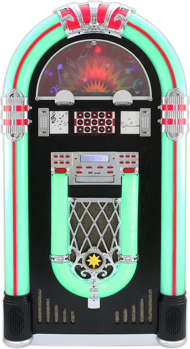 Jukebox Vinyl Platenspeler & Geluidssysteem - LED-Verlichting - Bluetooth