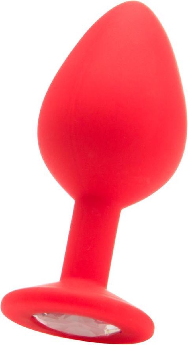 Ouch! - Siliconen butt plug met diamant Medium - Rood