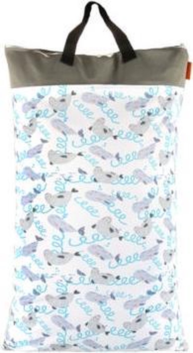 Wetbag XL – zeehond | 70cm x 40cm | 2 vakken voor droge en natte spullen