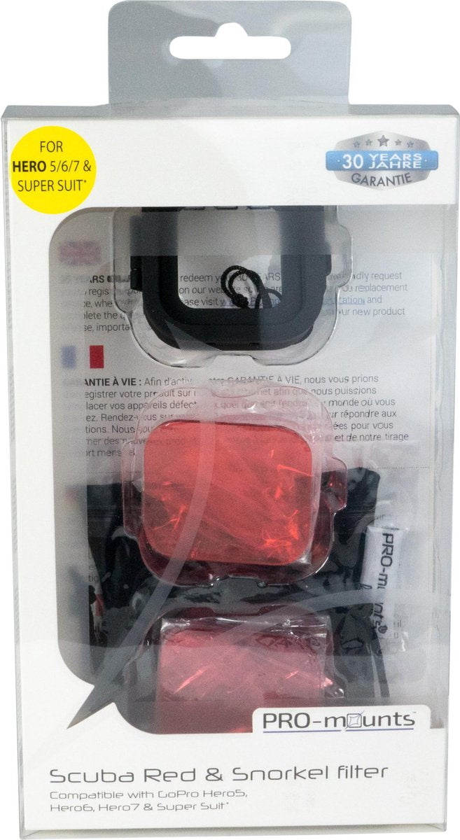 PRO-mounts Scuba Red  & Snorkel Filter for GoPro Hero5 & Hero6 & HERO (2017) & Hero7