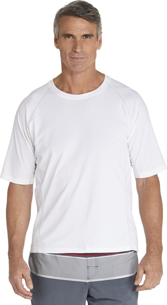 Coolibar UV zwemshirt korte mouwen Heren - Wit - Maat XXL