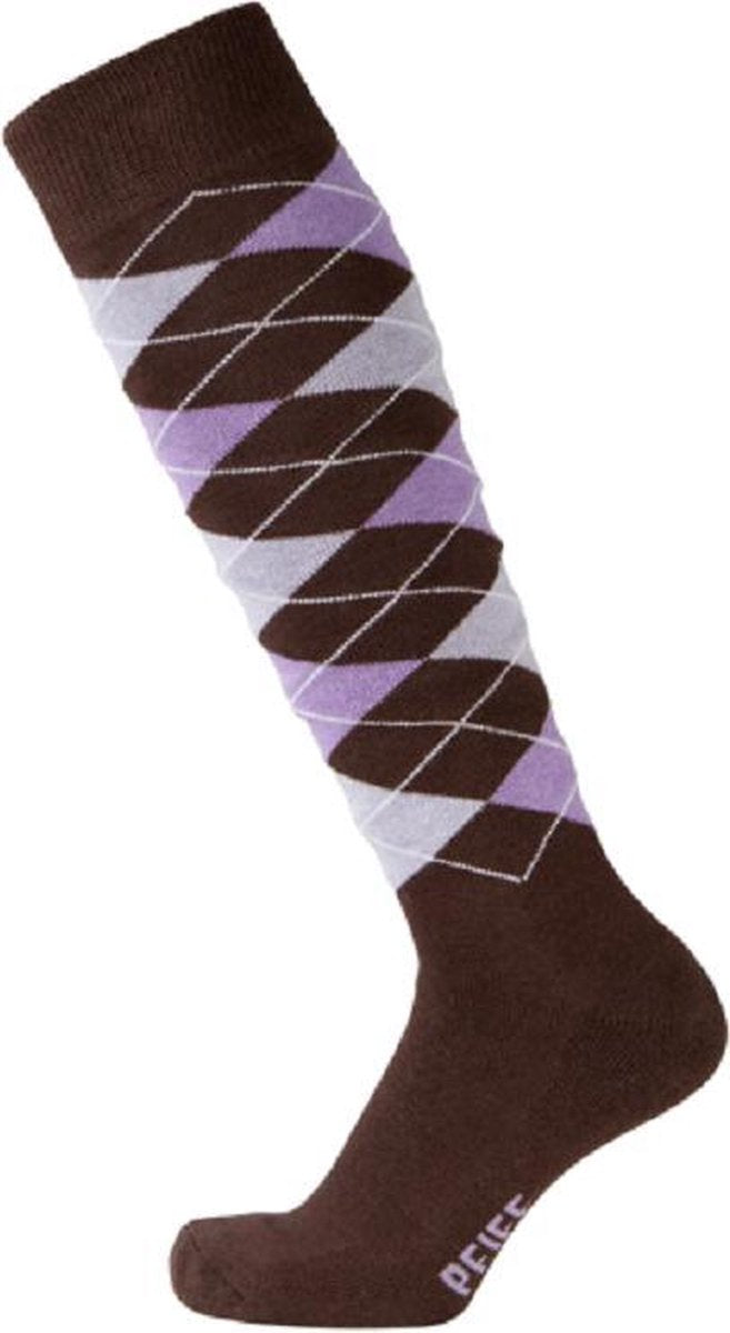 Pfiff sokken - Ruitersokken Bruin - Paars - Sportsokken - Paardrijden - Unisex sokken - Kniesokken - Maat 37-39
