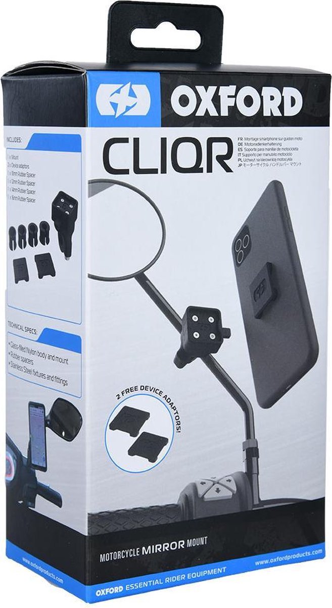 Oxford CliqR Telefoonhouder op de spiegel voor Motor / Scooter