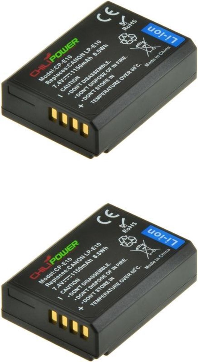 ChiliPower Canon LP-E10 camera batterij - 2 stuks verpakking