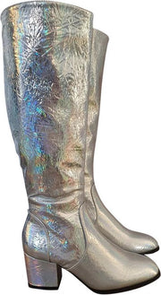 Disco laarzen - retro laarzen – discofeest - party - retrofeest - festival – carnaval - travestie - De Toppers - hologram zilver - 36