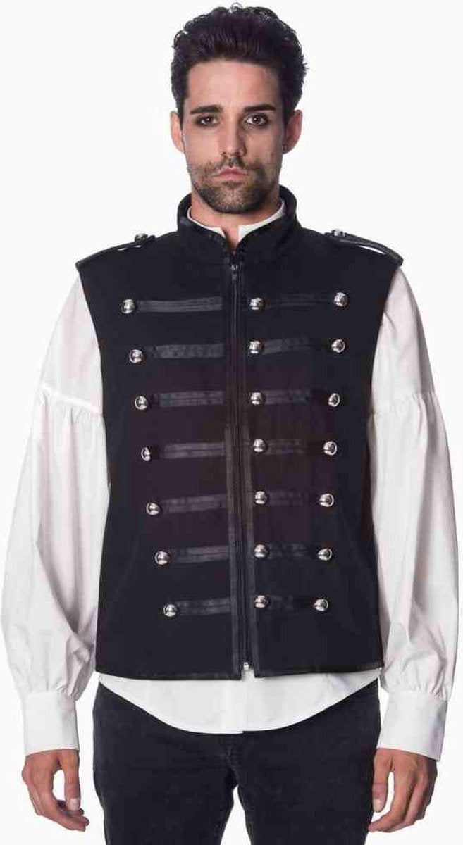 Banned Waistcoat -XL- Military Zwart