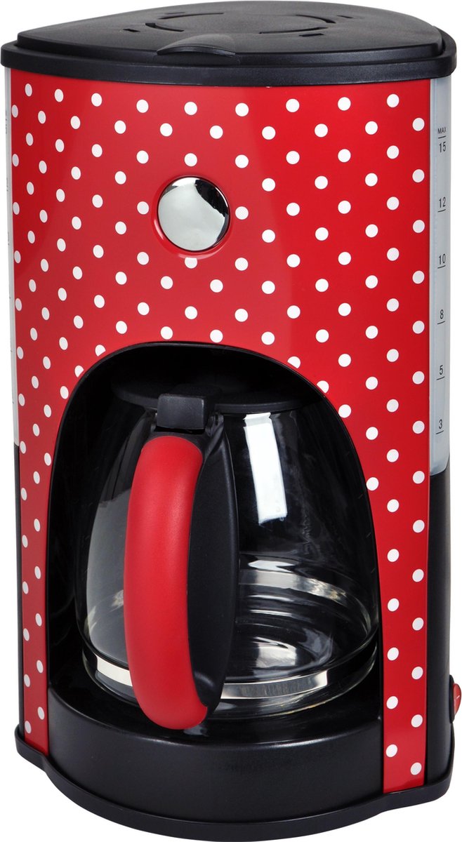 Koffiezetapparaat polkadot rood met witte stippen - 1000W - Kalorik