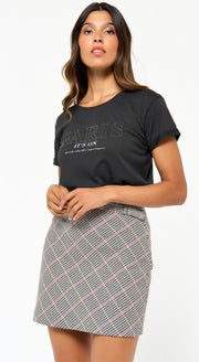 T-shirt met korte mouwen en tekst - Donker Grijs