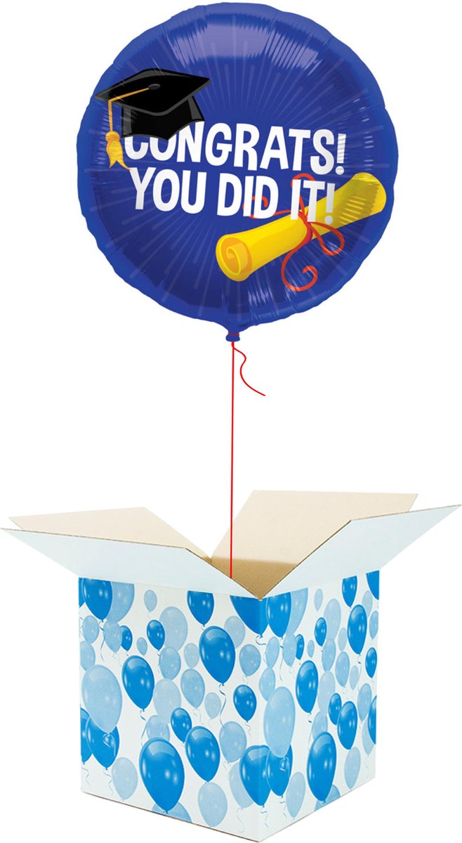 Helium Ballon gevuld met helium - Congrats! You Did it! - Cadeauverpakking - Gefeliciteerd - Geslaagd - Folieballon - Helium ballonnen gevuld