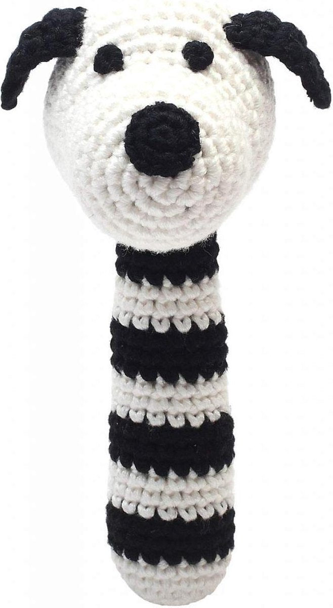 Naturezoo Rammelaar Hond Gehaakt 14 Cm Zwart/wit
