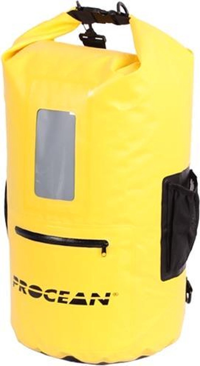 Droogtas rugtas 30 liter met 3 zakken geel