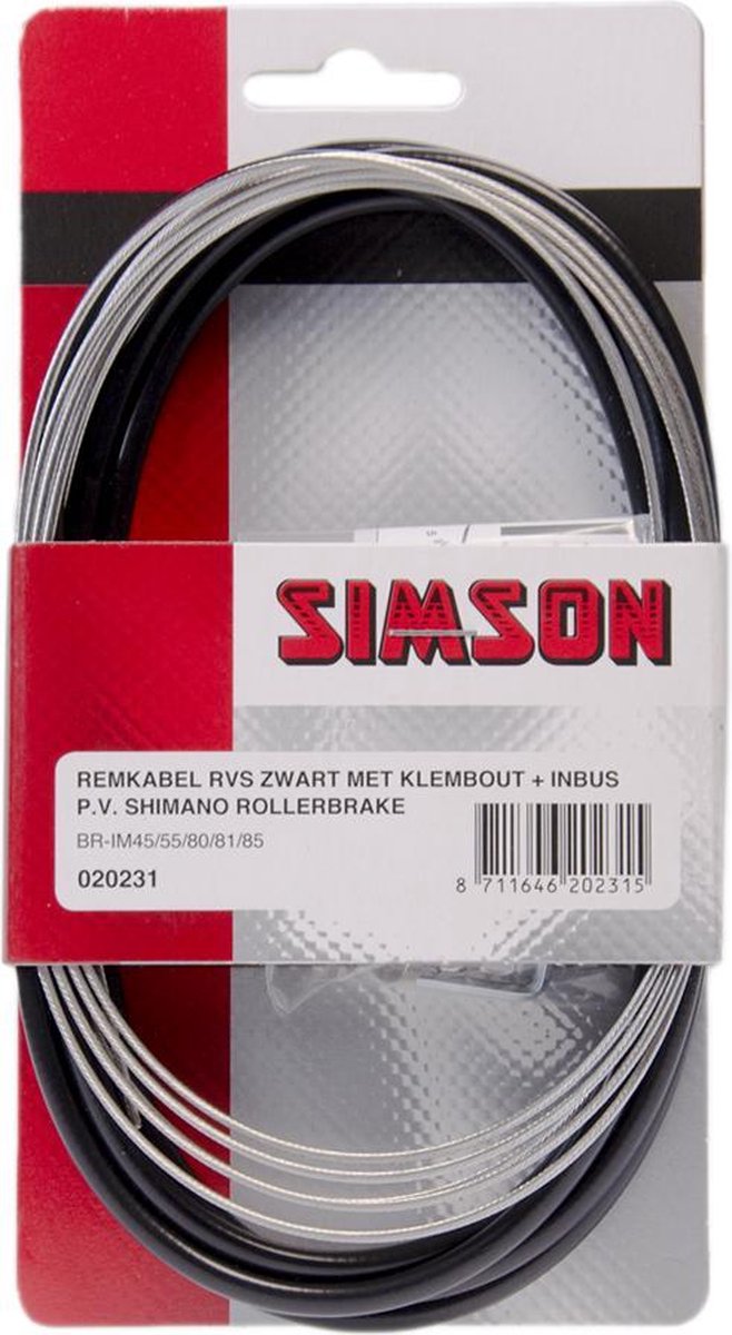 Simson Remkabel Shimano Rollerbrake RVS Zwart