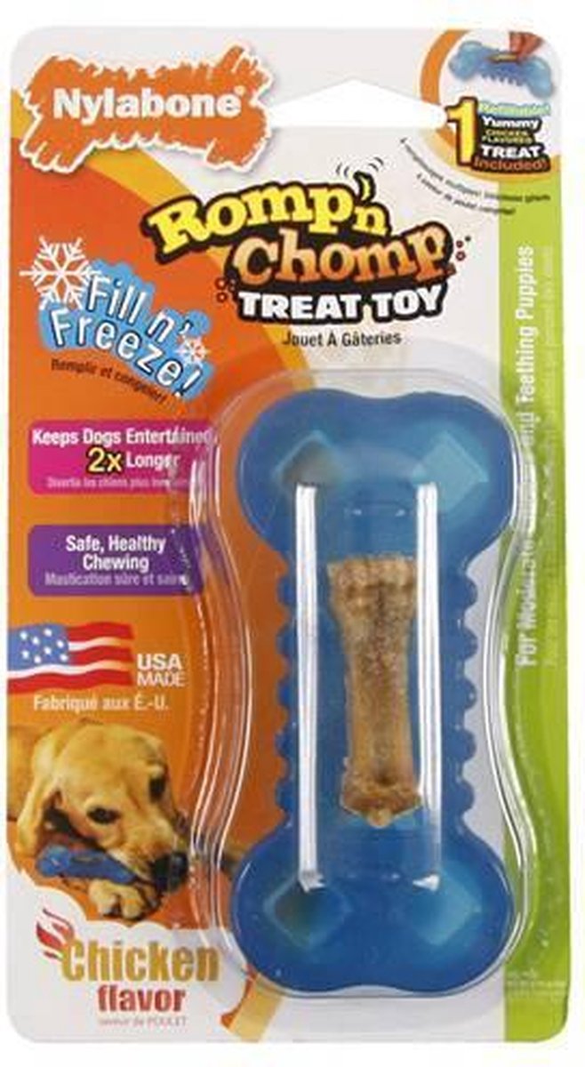 Nylabone romp'n chomp freezer bone petit met snack