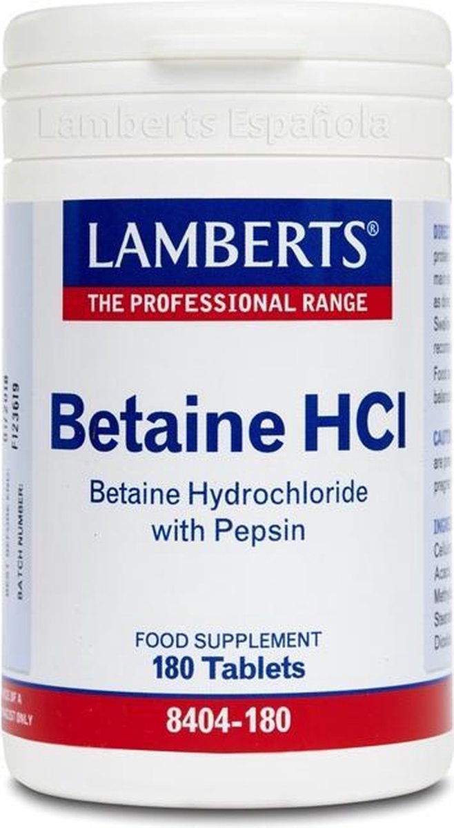 Lamberts Betaine HCL with Pepsin - 180 Tabletten - Voedingssupplement