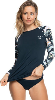 Roxy - UV Zwemshirt voor dames - Longsleeve - Beach Classics - Antraciet/Bloemen - maat S
