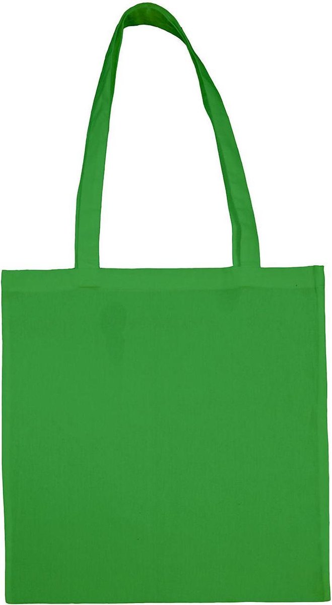 5 Katoenen tasjes green 38x42cm lange hengels