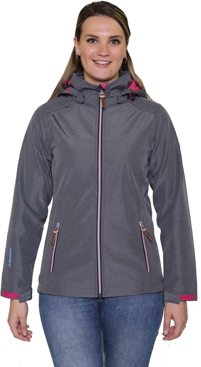 BJØRNSON Softshell Jas Zomer Dames Antraciet Grijs - Maat 46 - SILJE