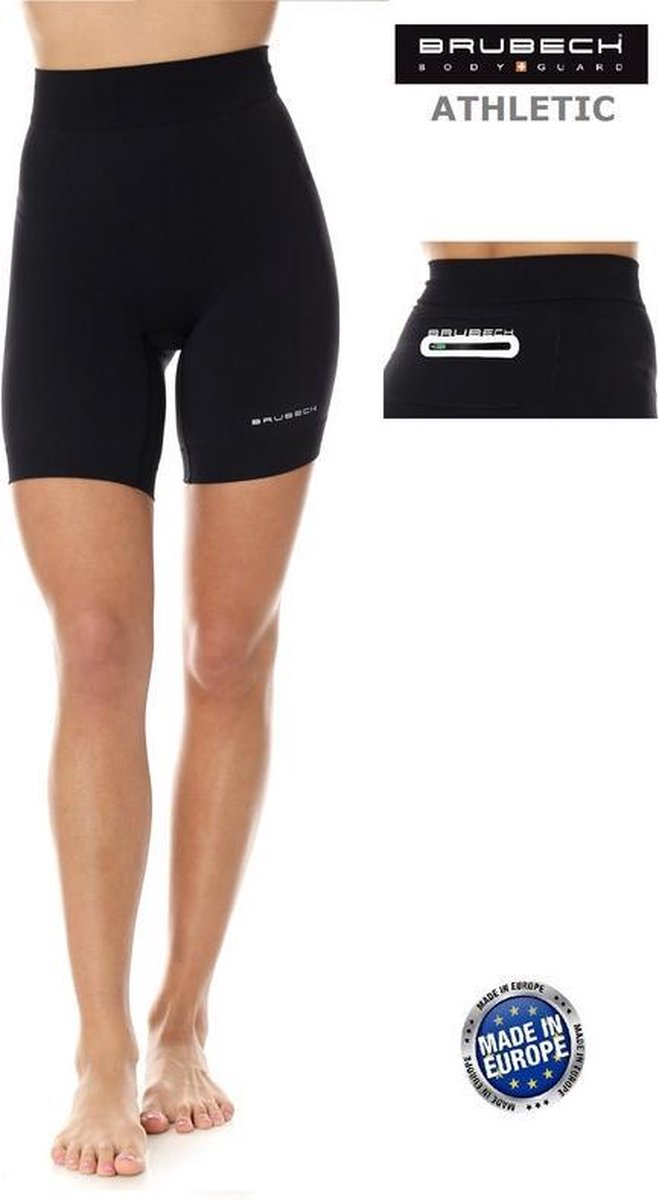 Brubeck Dames Hardloopbroek Sportbroek Kort - Running Force Korte Tight - Zwart M