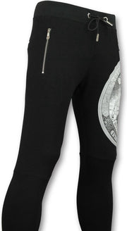 ENOS Casual Joggingbroek Heren - Trainingsbroek Print Skull - Zwart - Maten: S
