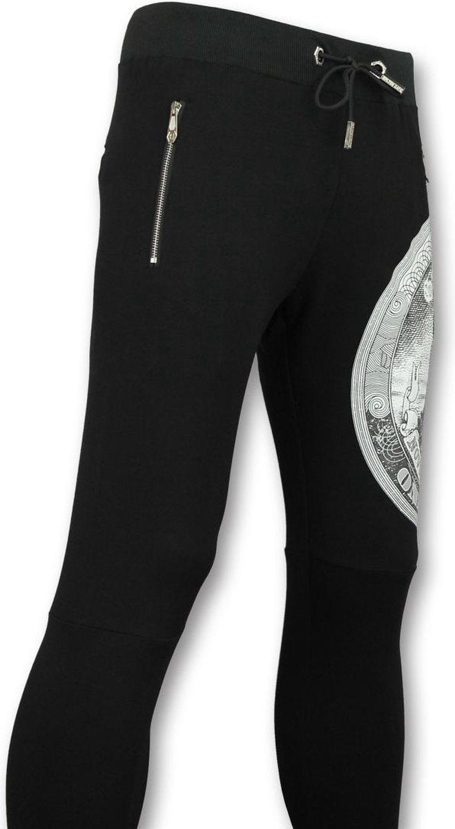 ENOS Casual Joggingbroek Heren - Trainingsbroek Print Skull - Zwart - Maten: S