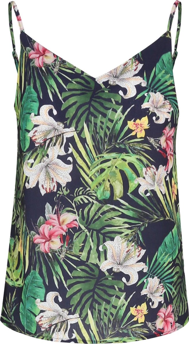 Cassis - Top met een jungleprint - Marineblauw