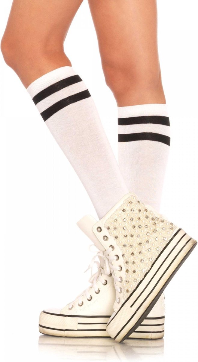 Leg Avenue Kniehoge sokken Athletic Wit