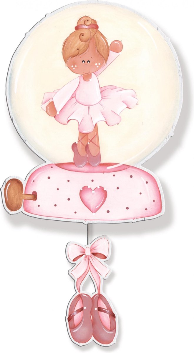 Dekori Muziekdoos Ballerina Meisjes 20 X 38 Cm Hout Roze/wit