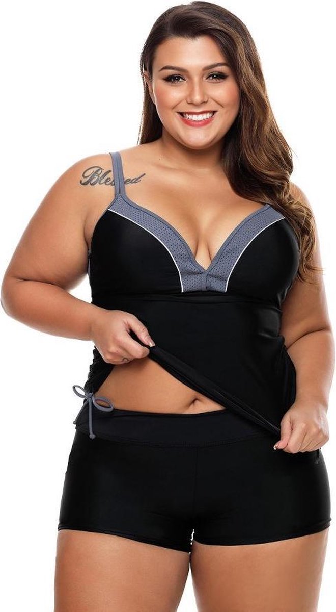 Bralette Tankini Dames 2-Delig - Zwart - Maat XL 'Tjes-anna'