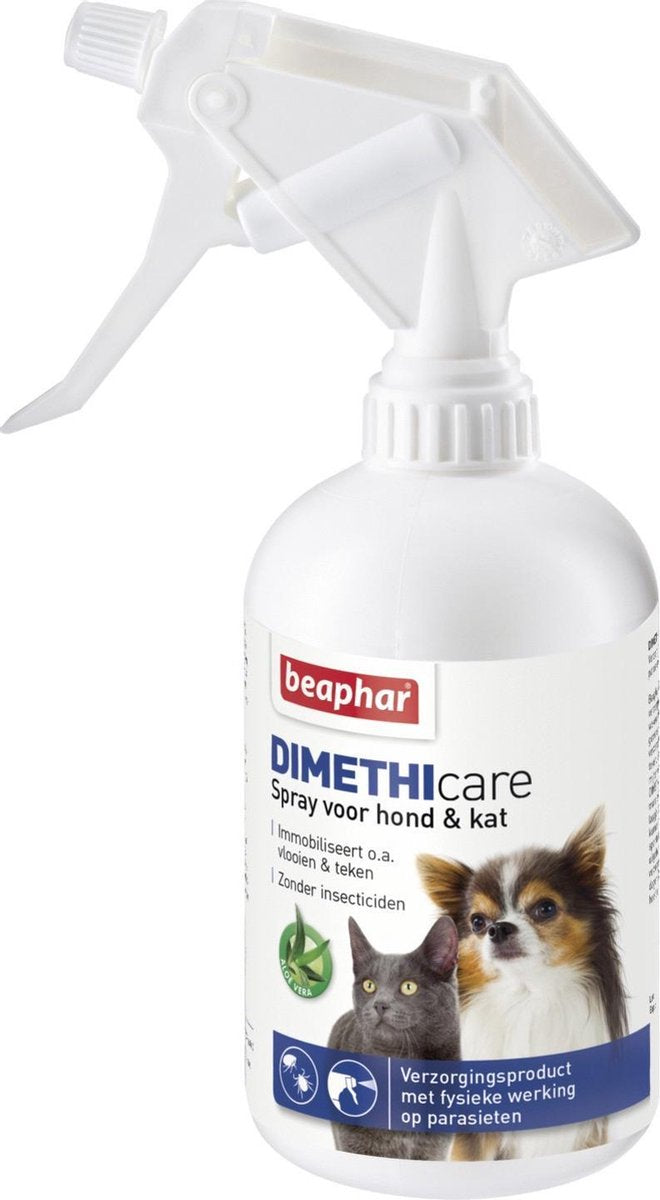 Beaphar dimethicare spray hond / kat immobiliseert vlooien en teken 500 ml
