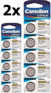 10 Stuks (2 Blisters a 5st) - Camelion CR2016 Professional Electronics 3V 90mAh Lithium knoopcel