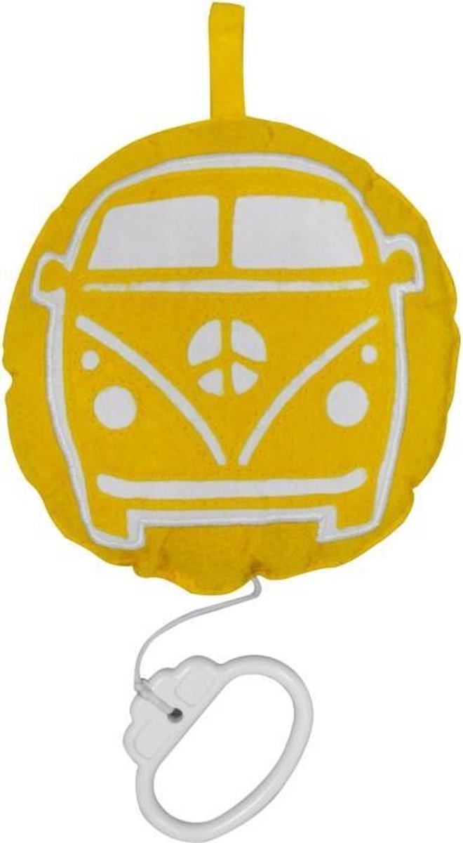 Taftan - muziekdoosje - Busje - diameter 12 cm. - geel