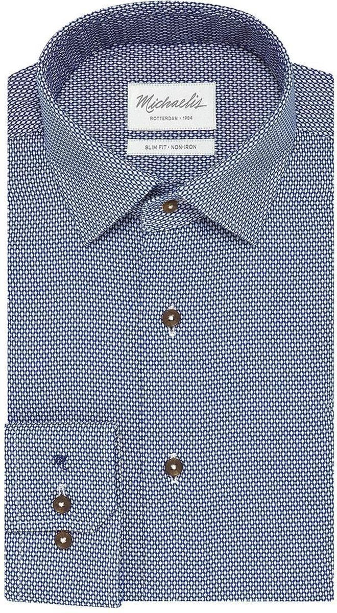 Blauw / wit Birdseye shirt van Michaelis-boordmaat: 37