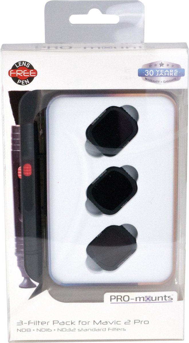 PRO-mounts 3-Filter Pack for Mavic 2 Pro (ND8 + ND16 + ND32 standard)