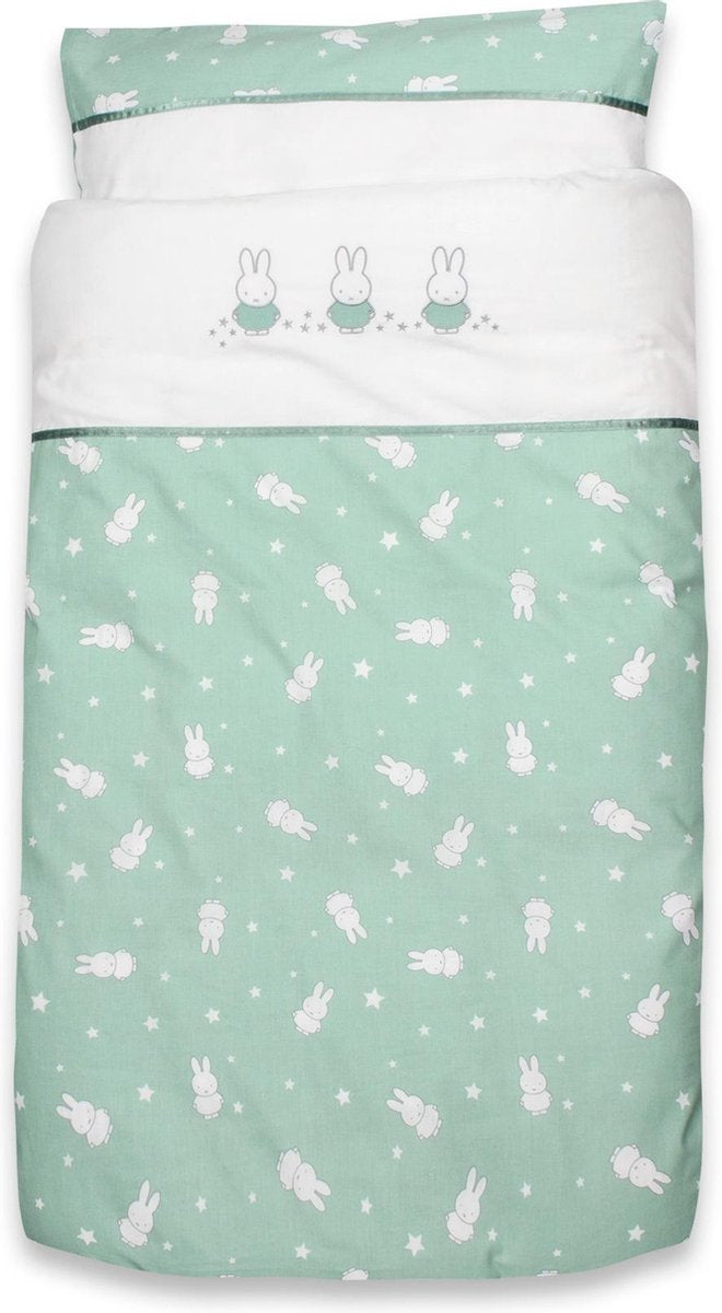 DEKBED OVERTREK (100X135 cm) + SLOOP (40X60 cm) NIJN STER | GROEN