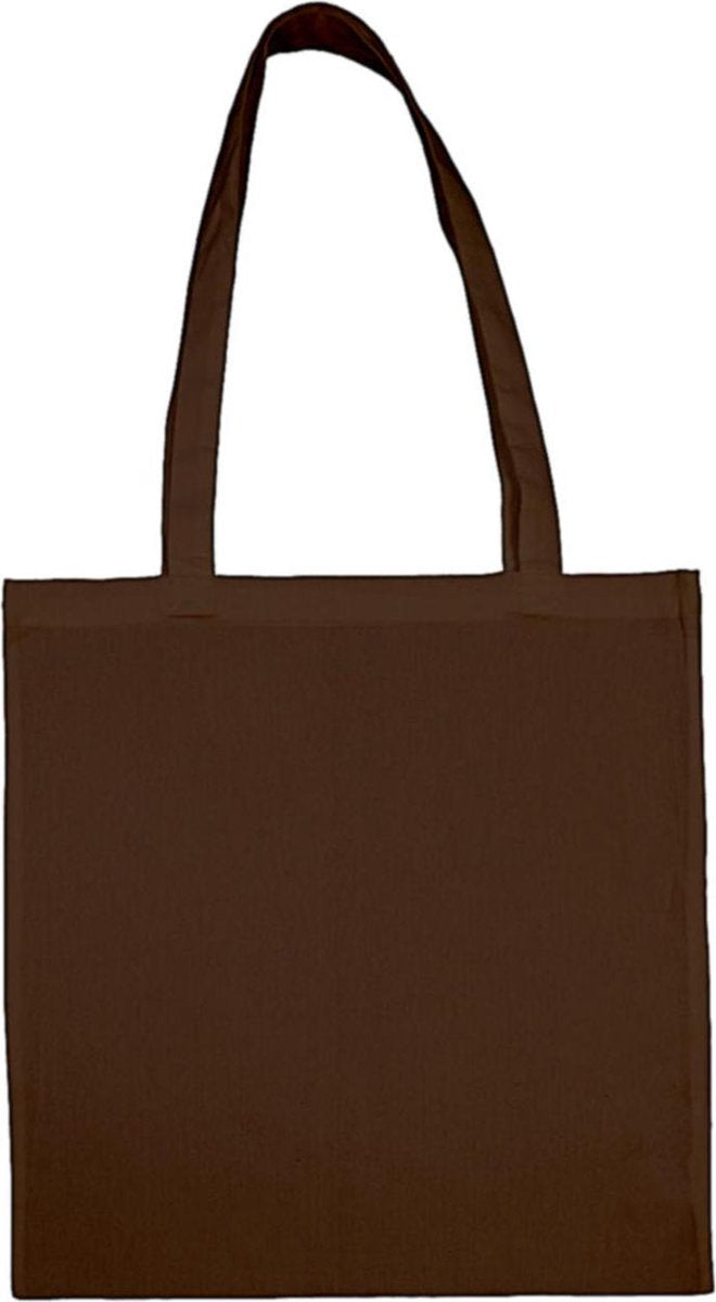 5 Katoenen tasjes bruin 38x42cm lange hengels