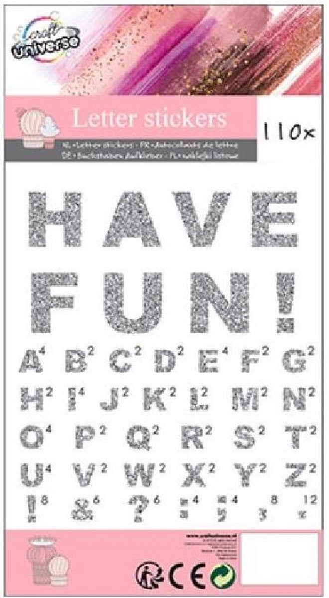 W&o Stickervel Glitterletters 12 X 22 Cm Papier Zilver