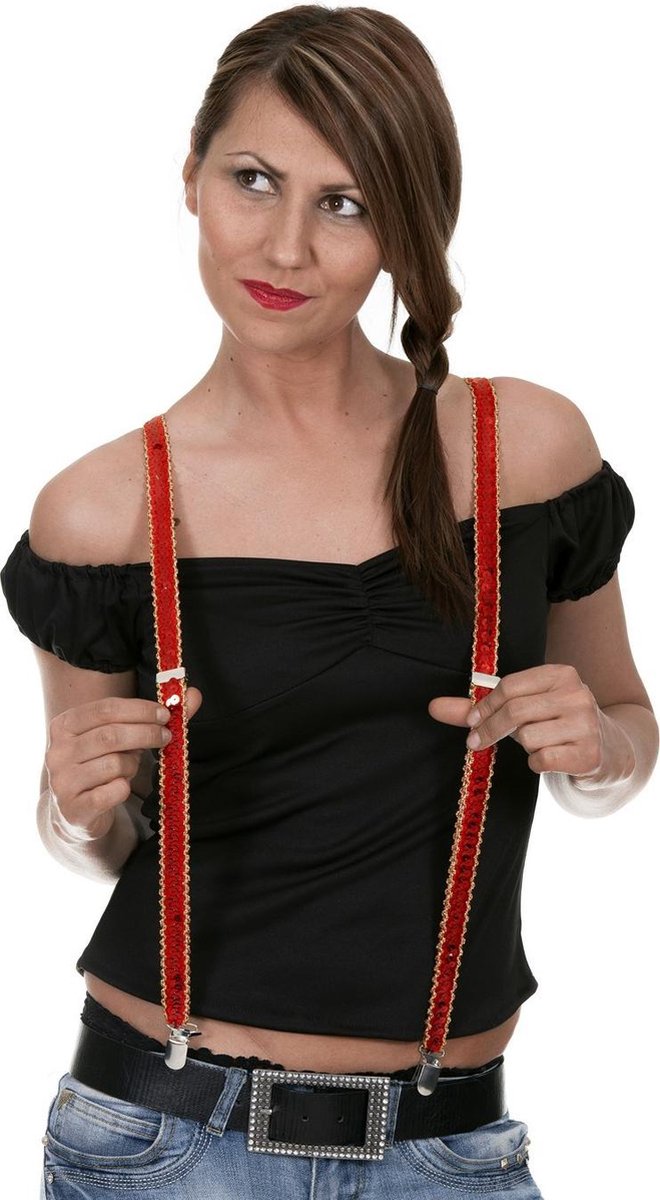 Bretels rood pailletten