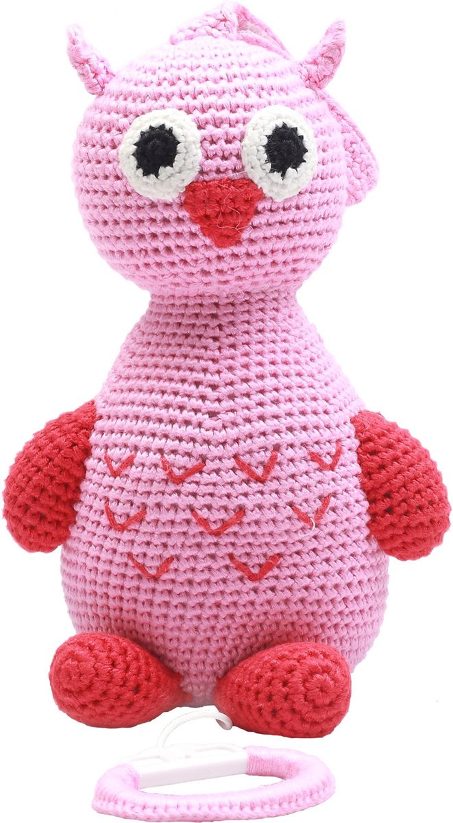 Naturezoo Muziekdoosje Uil Gehaakt 20 Cm Roze