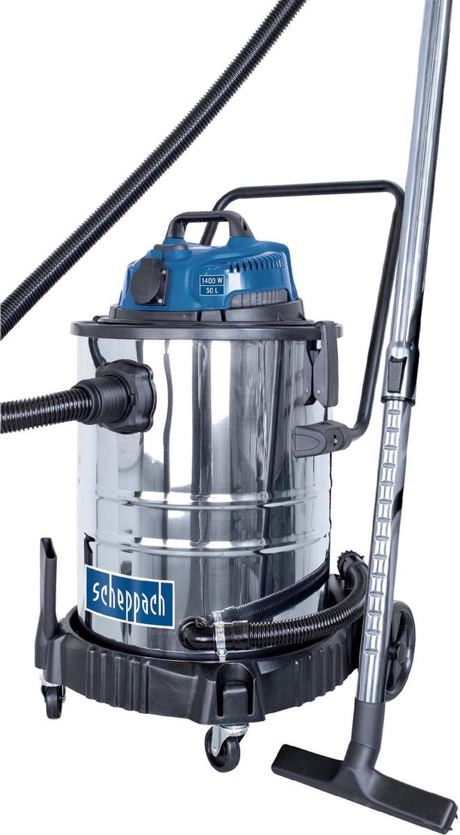 Scheppach ASP50ES Nat- en Droogstofzuiger - Met Blaasfunctie & HEPA-filter - RVS reservoir 50 liter - 1400W