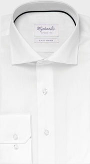 Michaelis Heren Overhemd Zuiver Wit Twill Cutaway Slim Fit Non Iron - 38