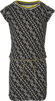 Quapi jurk Fab zwart met tekst all over print - maat 92