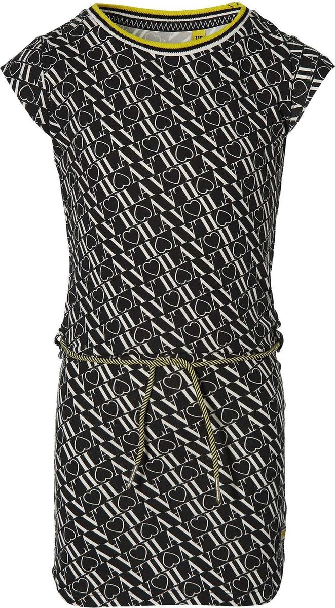 Quapi jurk Fab zwart met tekst all over print - maat 92