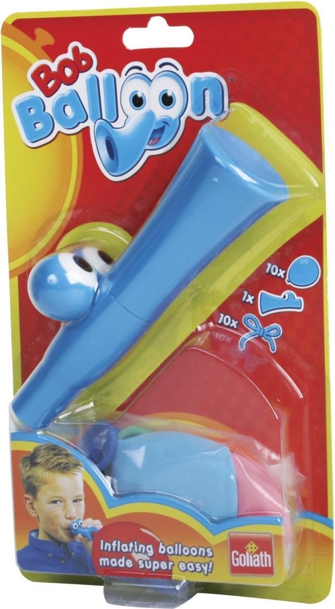 Bob Balloon Pocket ballon mond opblaas pomp blauw + 10 ballonnen