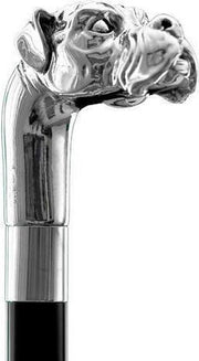 MadDeco - Boxer - Beukenhouten wandelstok met zilver verguld handvat - Italiaans design