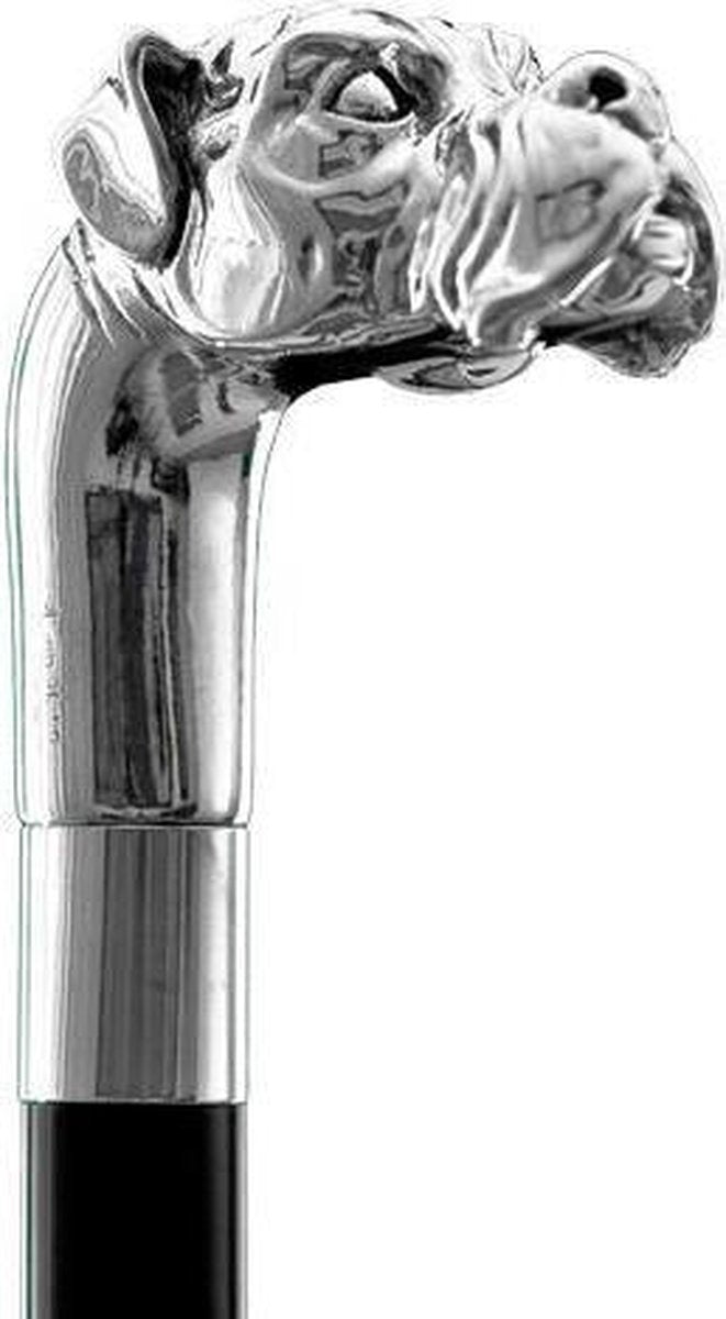 MadDeco - Boxer - Beukenhouten wandelstok met zilver verguld handvat - Italiaans design