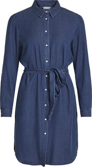 Vila Bista Dames Jeansjurk - Donker Blauw Denim - Maat L (42)