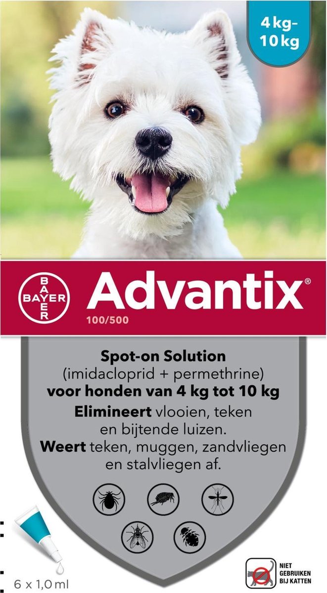 Advantix 100/500 Vlooien/Teken - 6 Pipetten