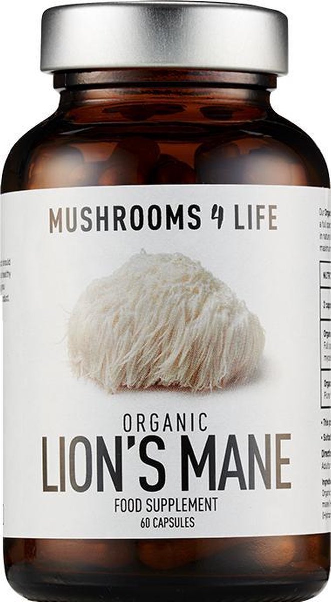 Mushrooms4Life / Lion’s Mane Organische Paddenstoel Biologisch – 60 caps